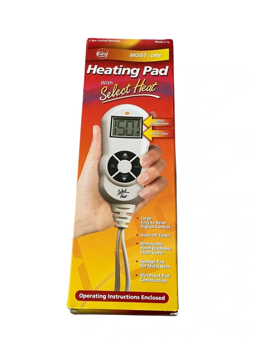 Cara moist/dry heating pad select heat digital control